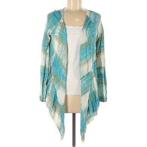 Anthropologie tier layer open front cardigan medium women’s blue green women’s